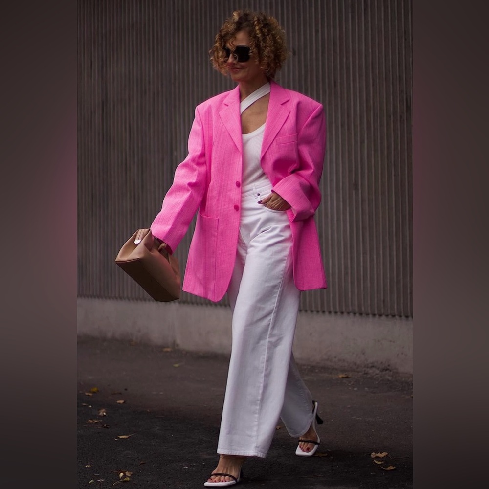 Topshop SS21 Vibrant Pink Blazer Oversized Look US Size 8 NWOT